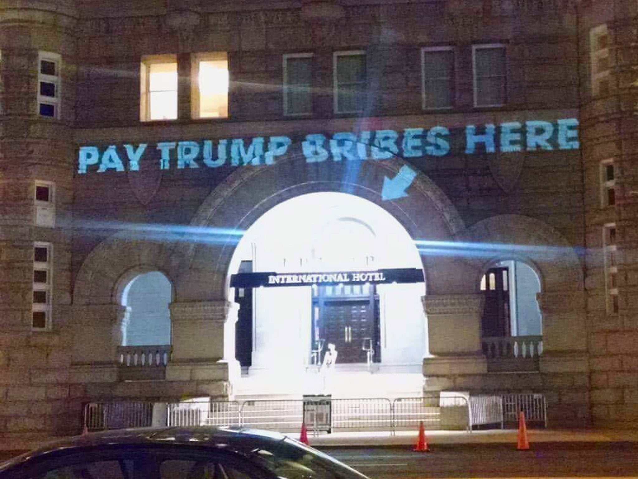 People shared photos of the light projections and commended the artist for his apparent act of protest