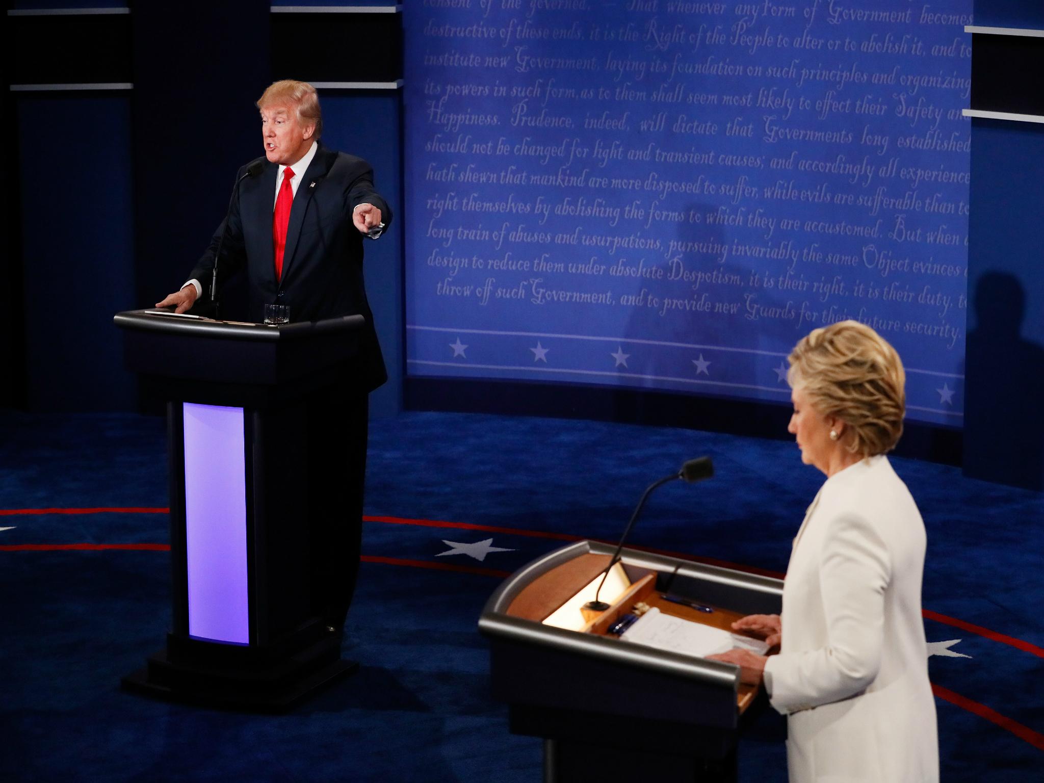 Donald Trump and Hillary Clinton during one of the 2016 campaign debates. He has been accused of leaking classified information to Russian officials during a meeting in the White House