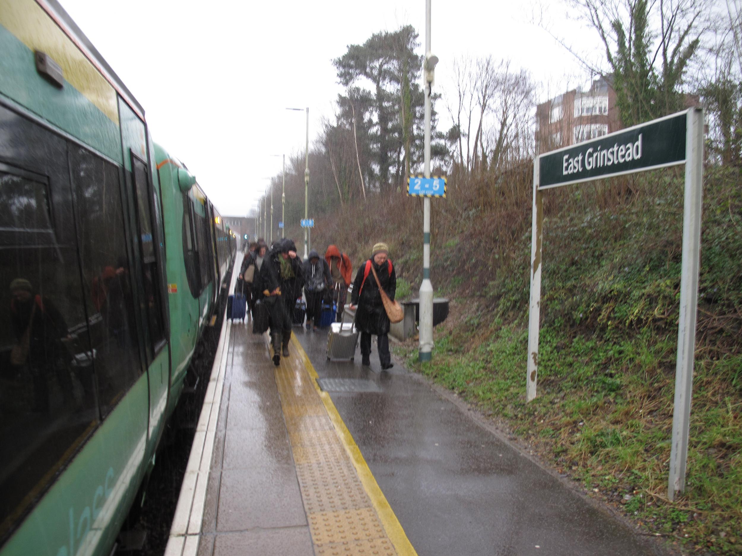 All out: passengers at East Grinstead station leave a Southern train