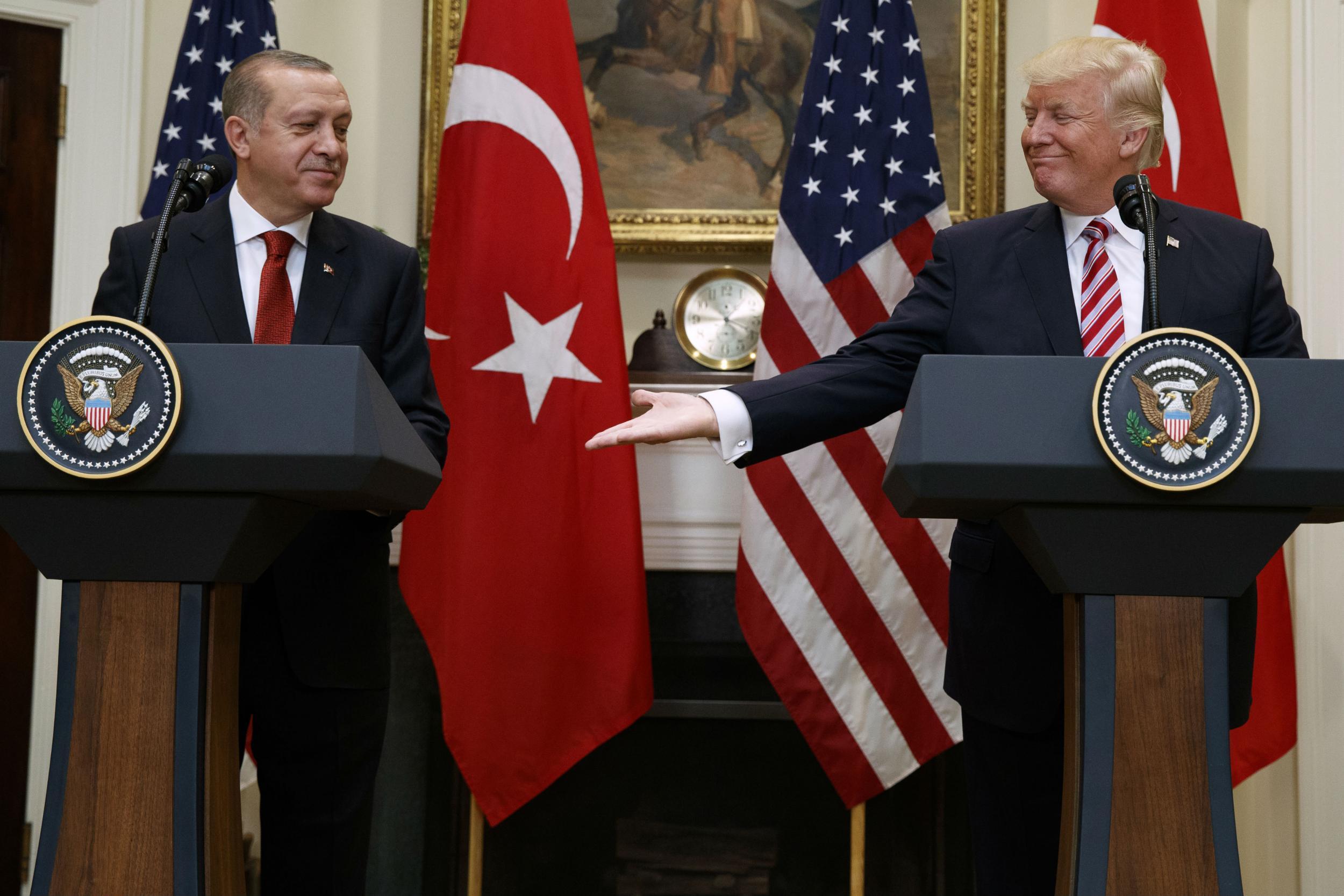At an appearance Turkish president Tayyip Erdogan Mr Trump said he was fighting terrorism
