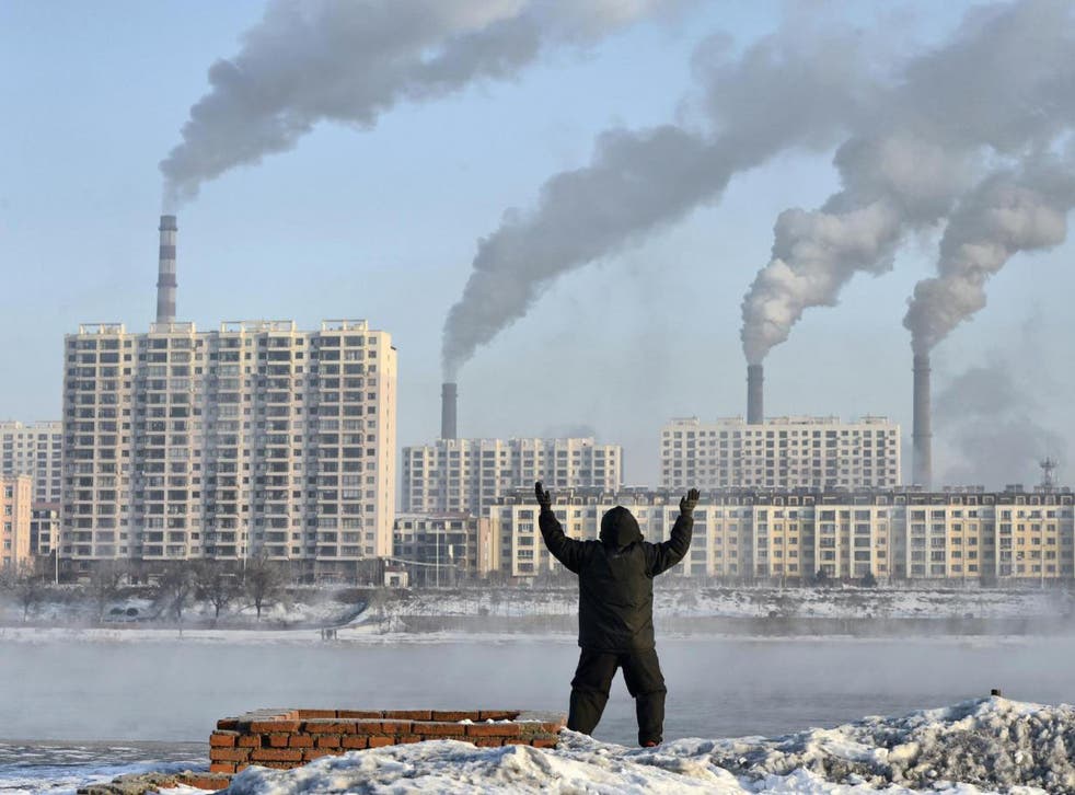 Carbon emissions, seen here on the banks of the Songhua River in Jilin, China, could be turned into fuel using the new material
