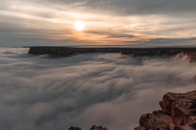 Clouds formed inside the Grand Canyon during a phenomenon that usually only happens once every several years
