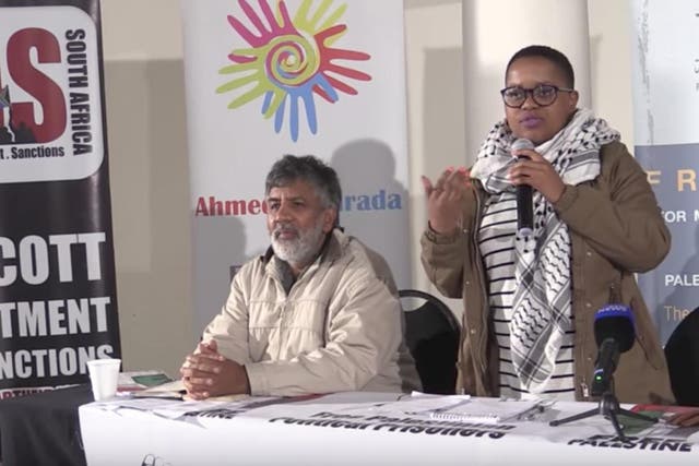 Activists speak at a gathering to break their solidarity fast on Constitution Hill, Johannesburg, 15 May 2017