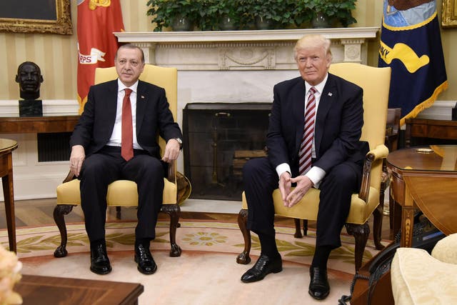 President Donald Trump meets with President Recep Tayyip Erdogan of Turkey in the Oval Office of the White House