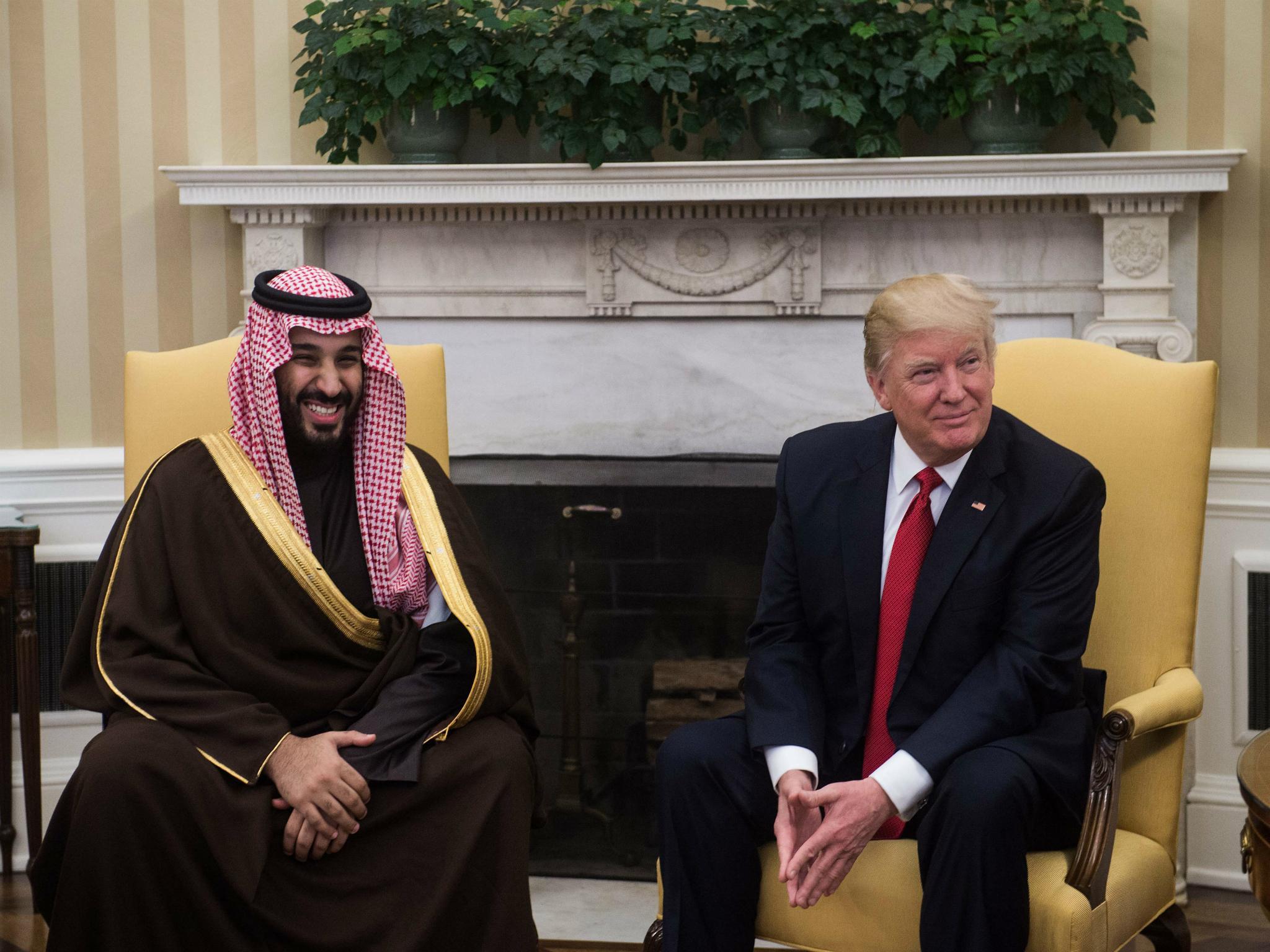 Donald Trump and Saudi Deputy Crown Prince and Defense Minister Mohammed bin Salman meet in the Oval Office 