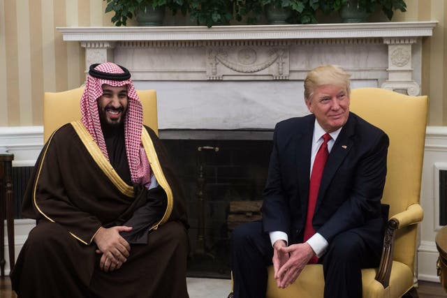 Donald Trump and Saudi Deputy Crown Prince and Defense Minister Mohammed bin Salman meet in the Oval Office 