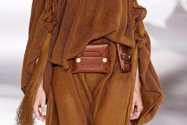At Stella McCartney there were 'Alter Leather' belt bags in earthy shades of tan and grey