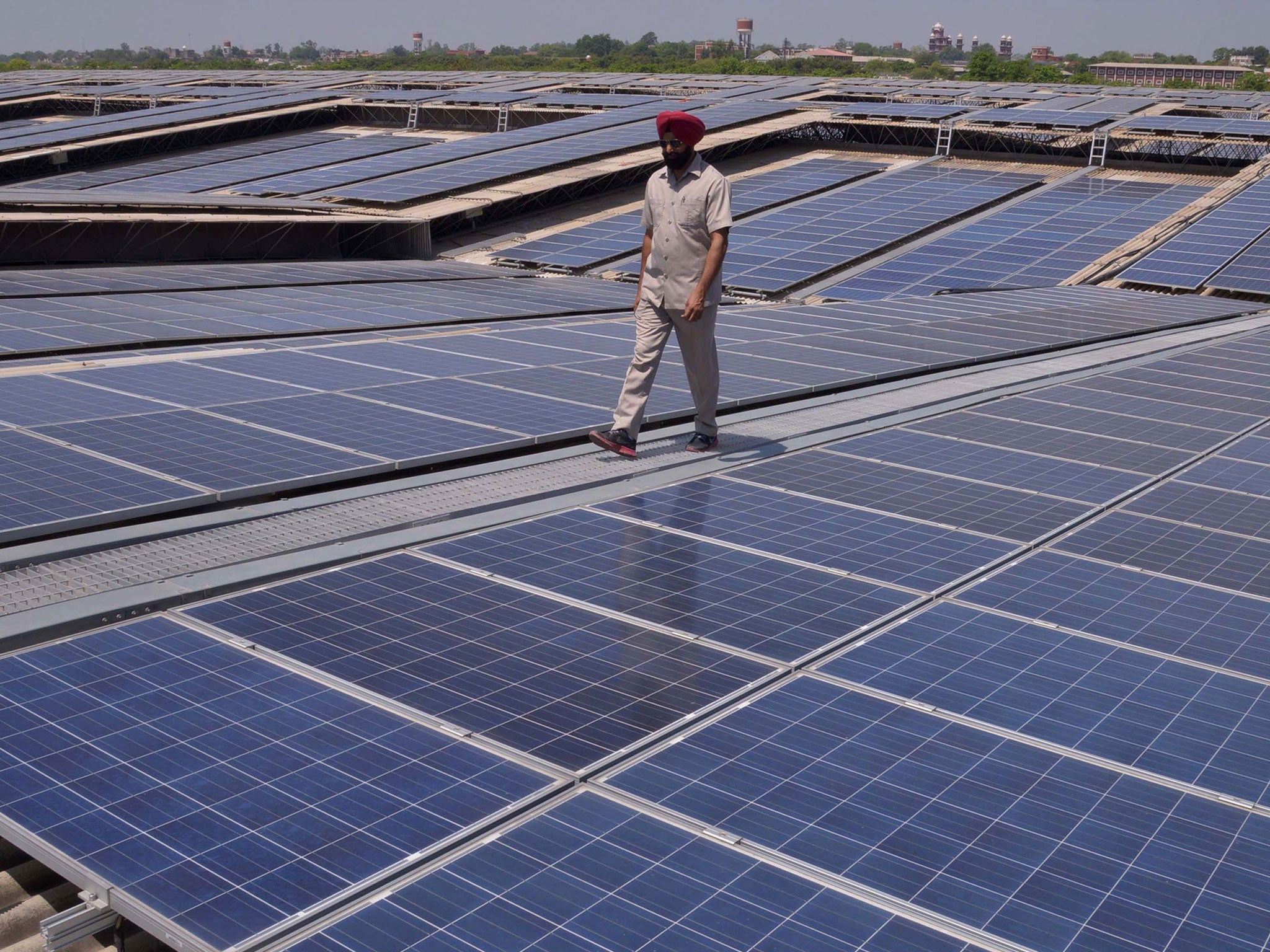 A solar farm near Amritsar in India, which is pushing renewable energy