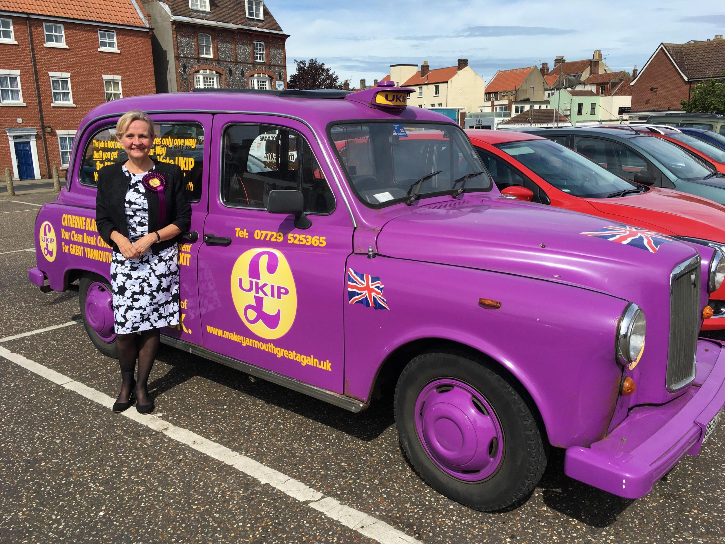 Ukip's Great Yarmouth candidate Catherine Blaiklock poses