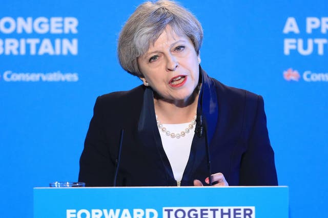 Conservative party leader Theresa May  during the Conservative Party manifesto launch in West Yorkshire