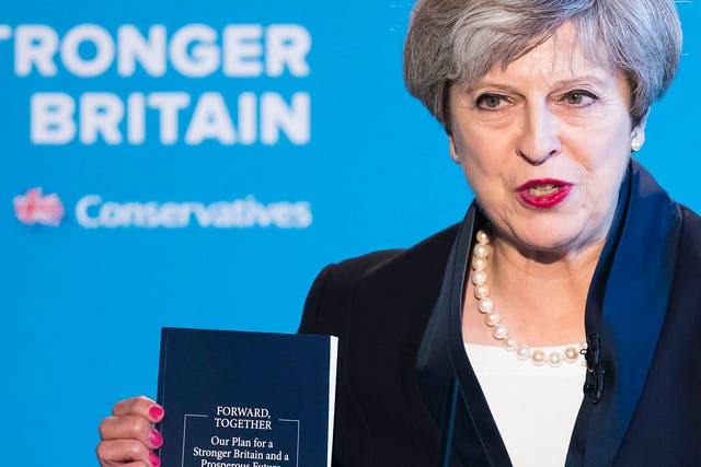 Theresa May unveiled the Conservative's manifesto 