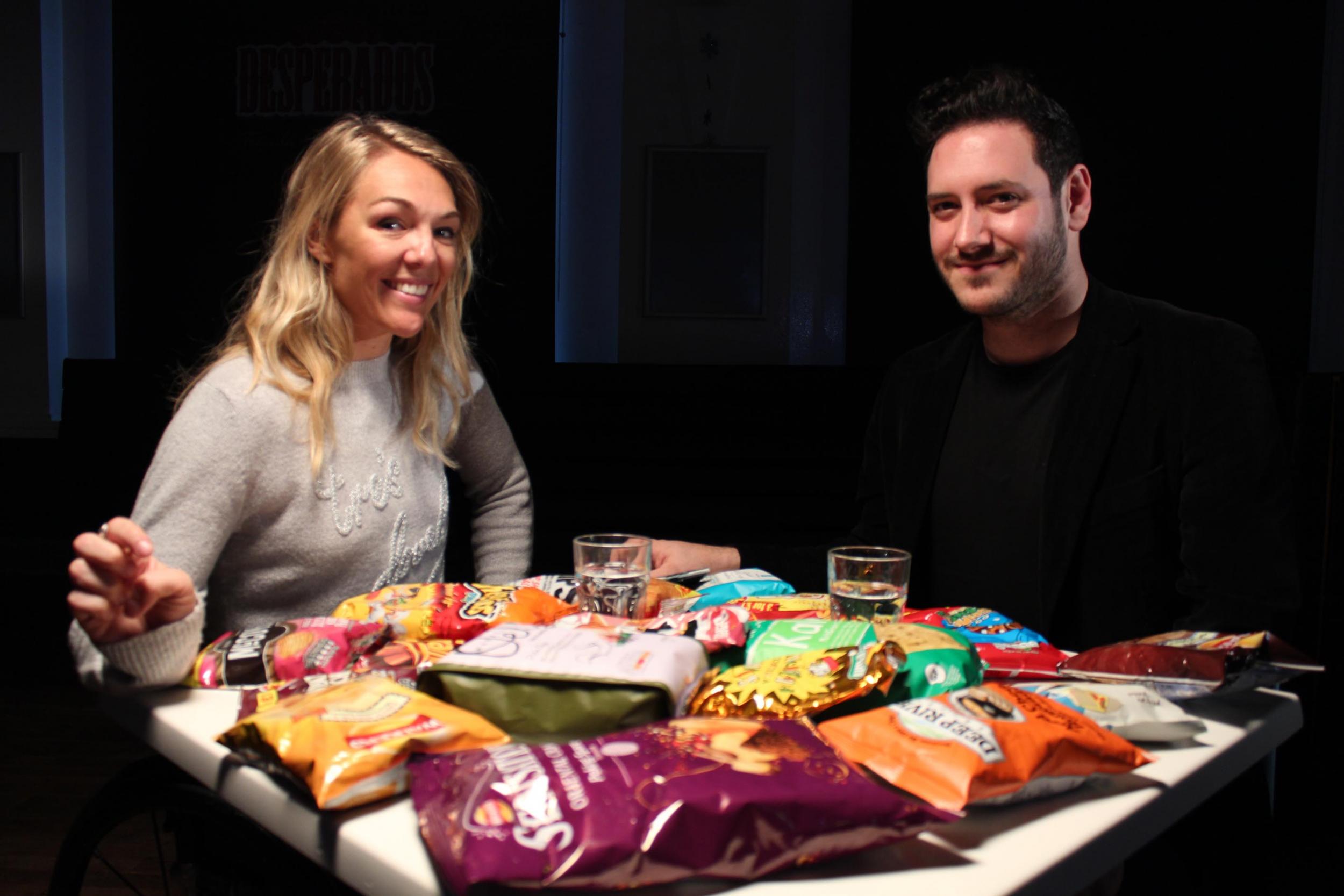 Can you resist? Presenter Sophie Morgan and Crisps Blogger Josh Williams do some sampling on ‘Secrets of our Favourite Snacks’