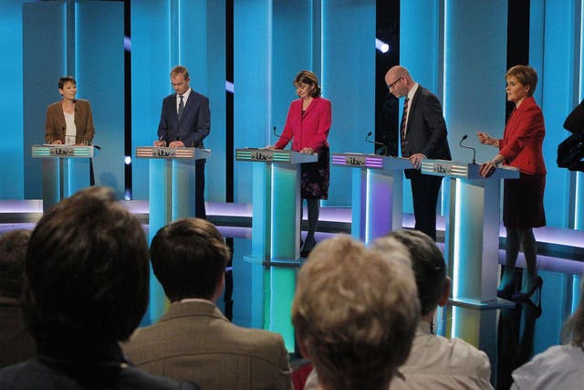 Five party leaders in the ITV Leaders' Debate, which Theresa May and Jeremy Corbyn skipped