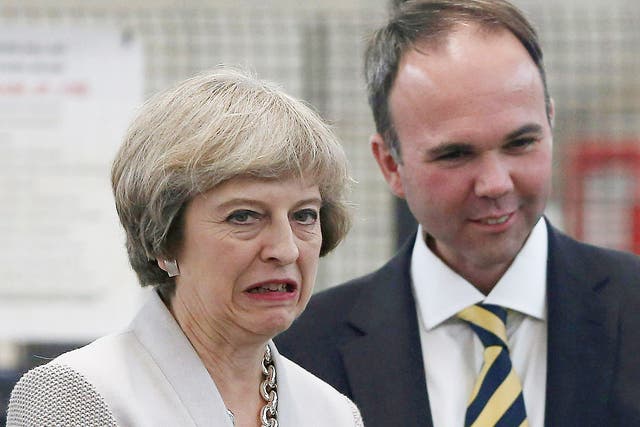 Theresa May and Gavin Barwell during the campaign