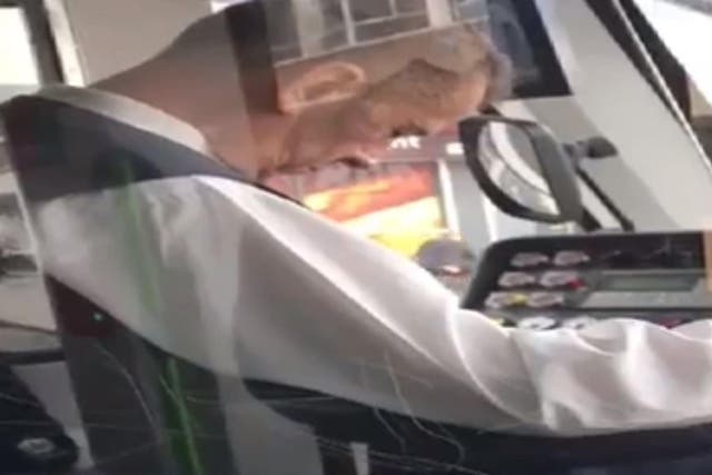 Footage appeared to show a tram driver asleep at the controls