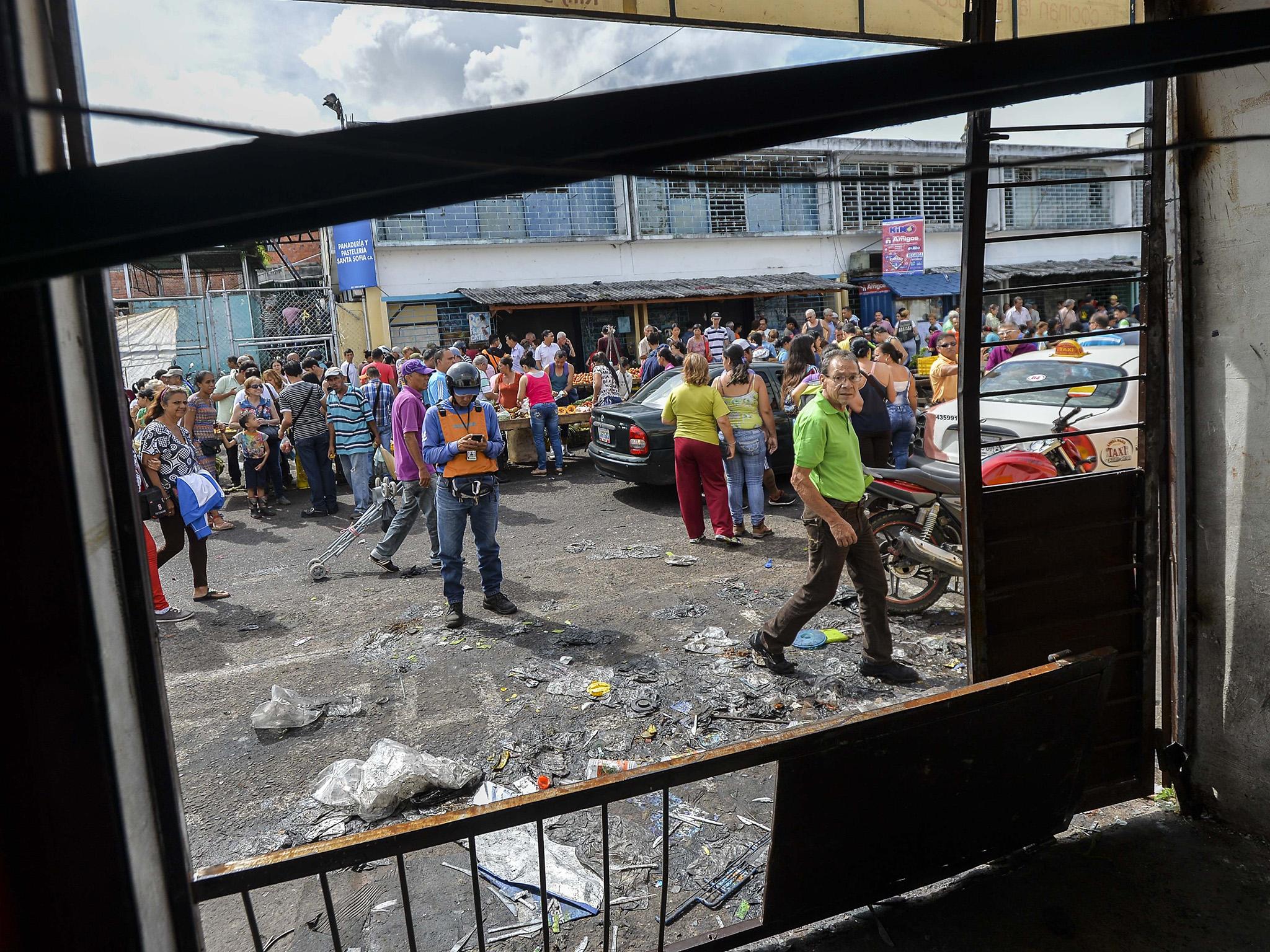 View from a destroyed supermarket in San Cristobal in Tachira state last week after looting erupted overnight