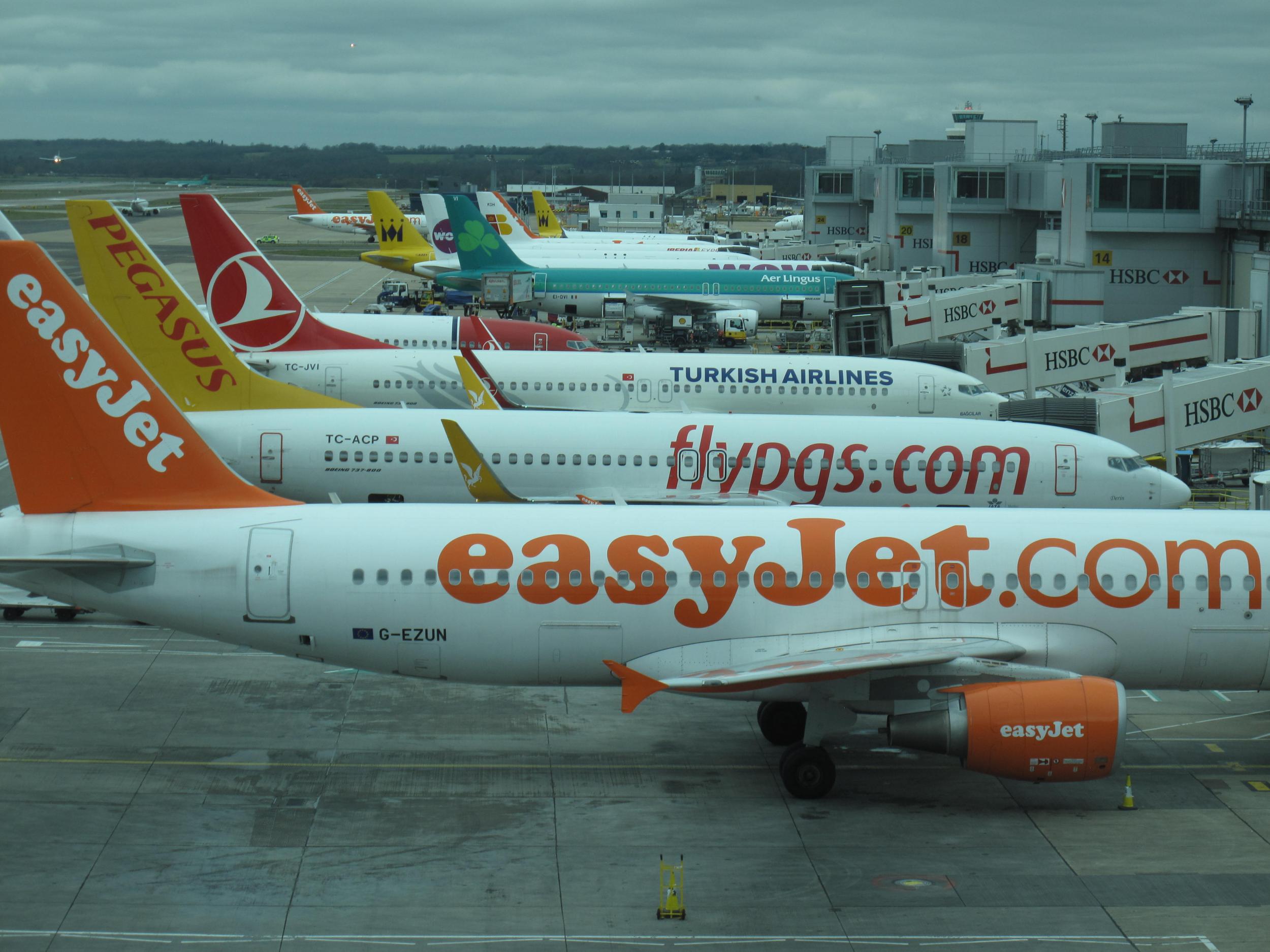 File photo showing planes at Gatwick airport