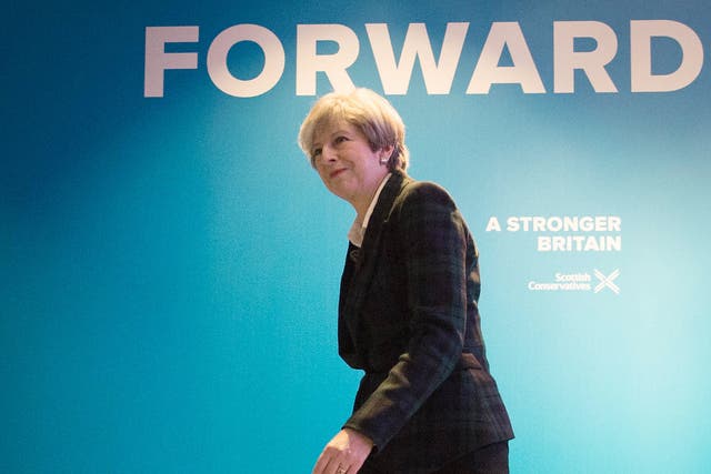 Conservative party leader Theresa May during the Scottish Conservatives manifesto launch at the Edinburgh International Conference Centre