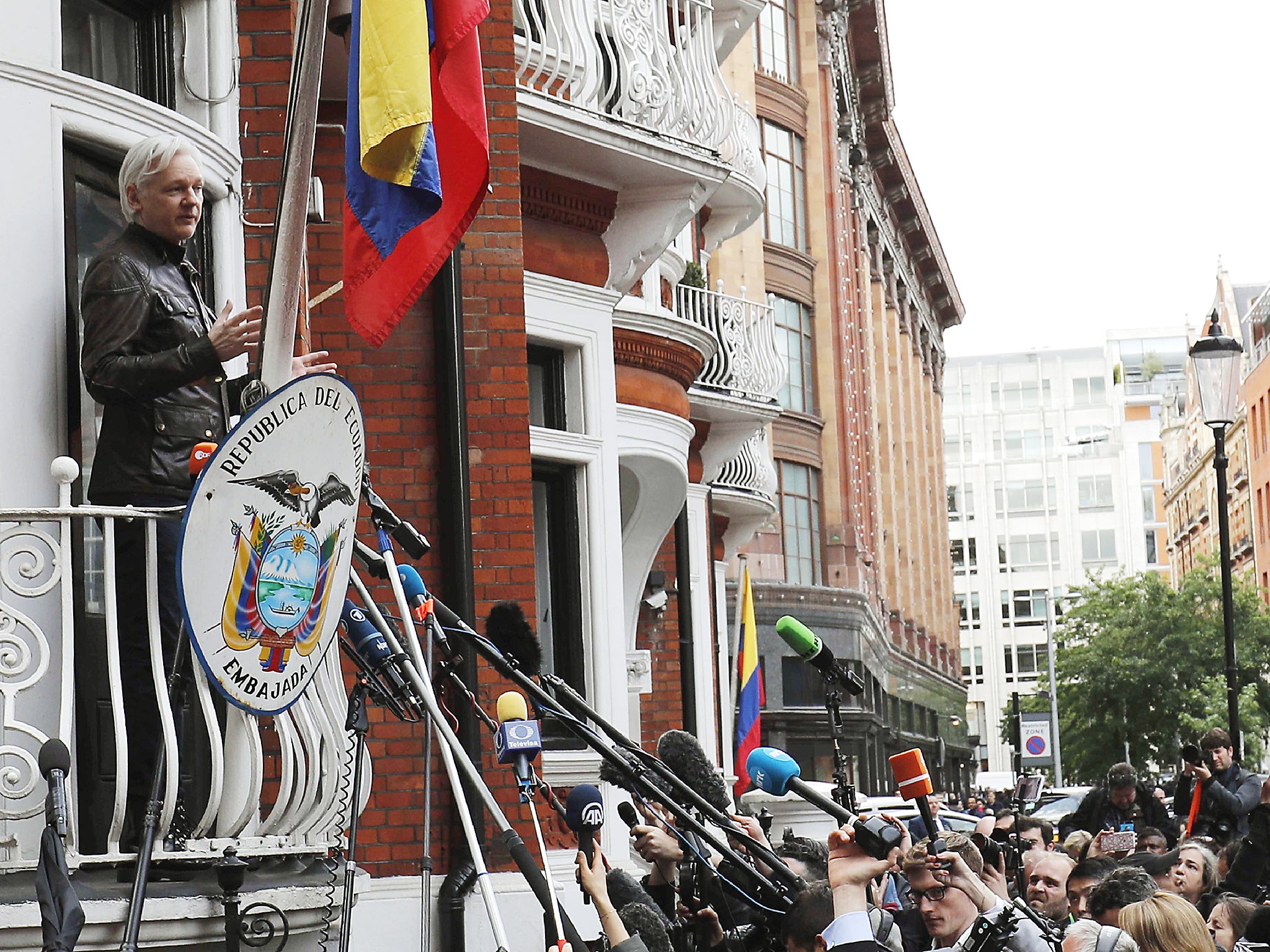Crunchtime: Mr Assange, addressing the media in May, is set to meet with Government officials