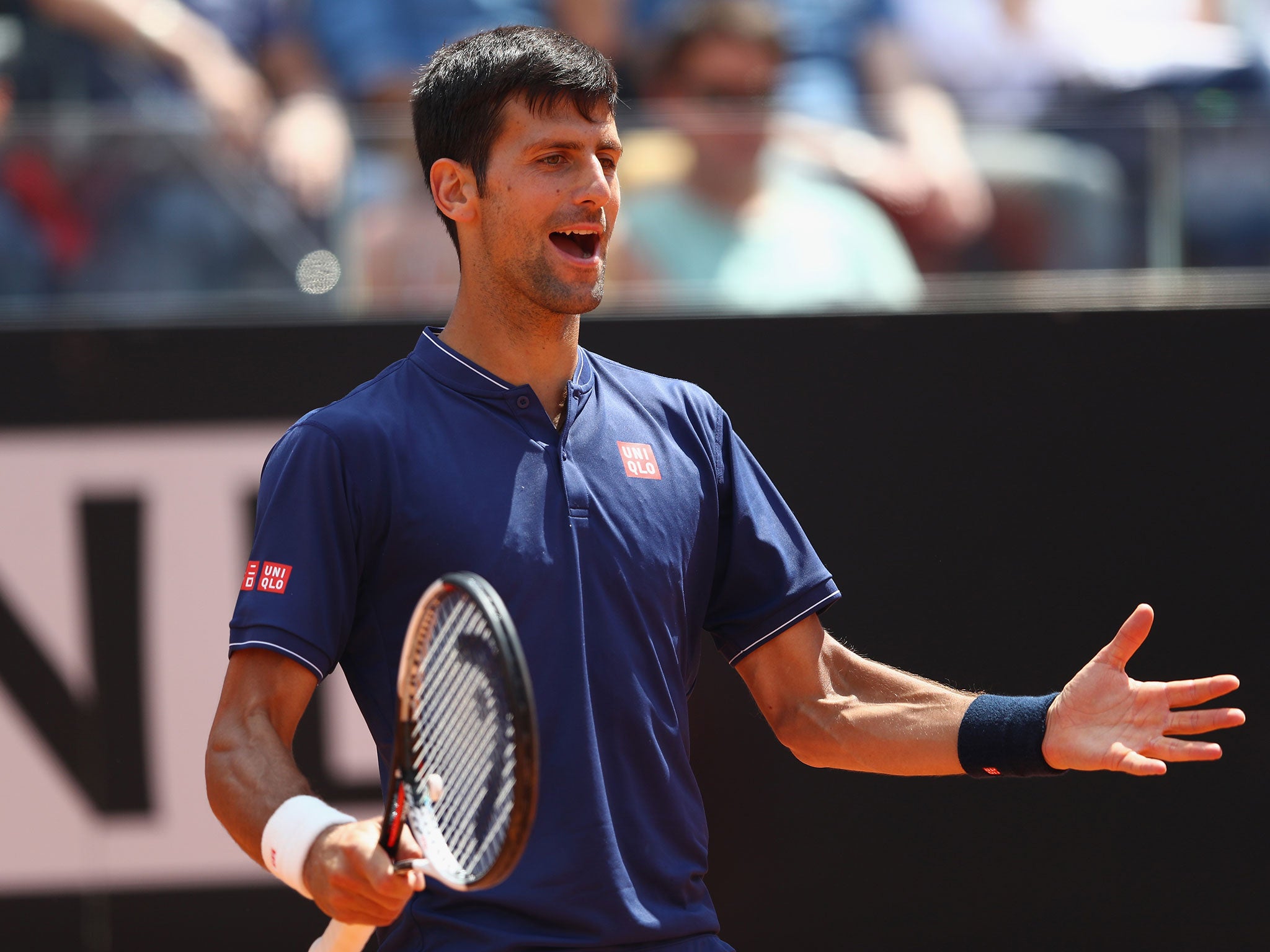 Novak Djokovic celebrates his victory over the Argentine