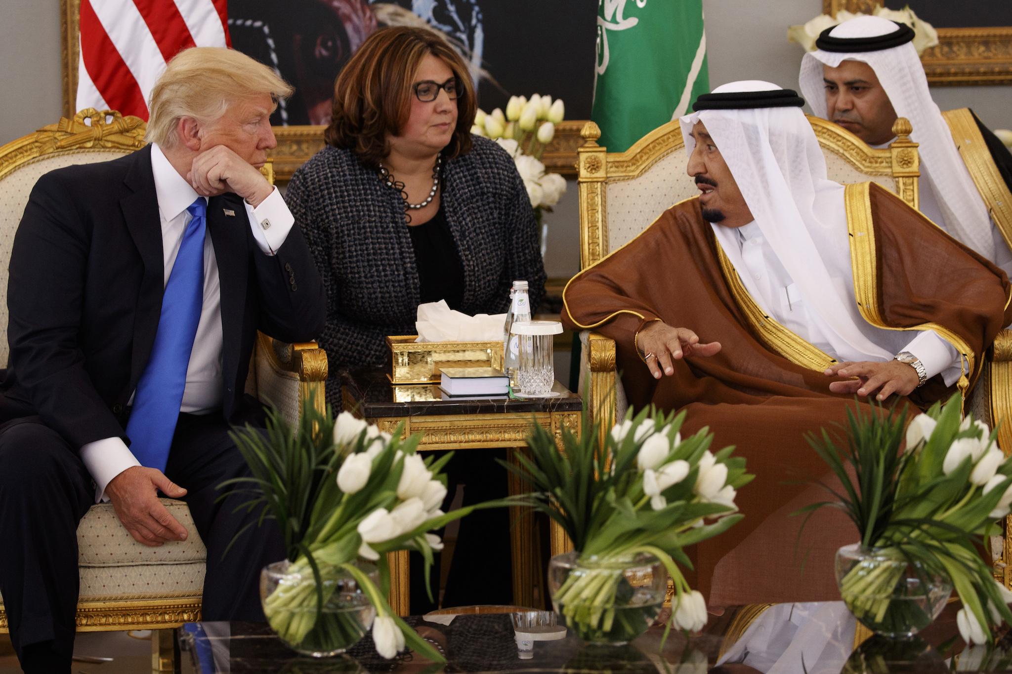 President Donald Trump meets with Saudi King Salman in Saudi Arabia