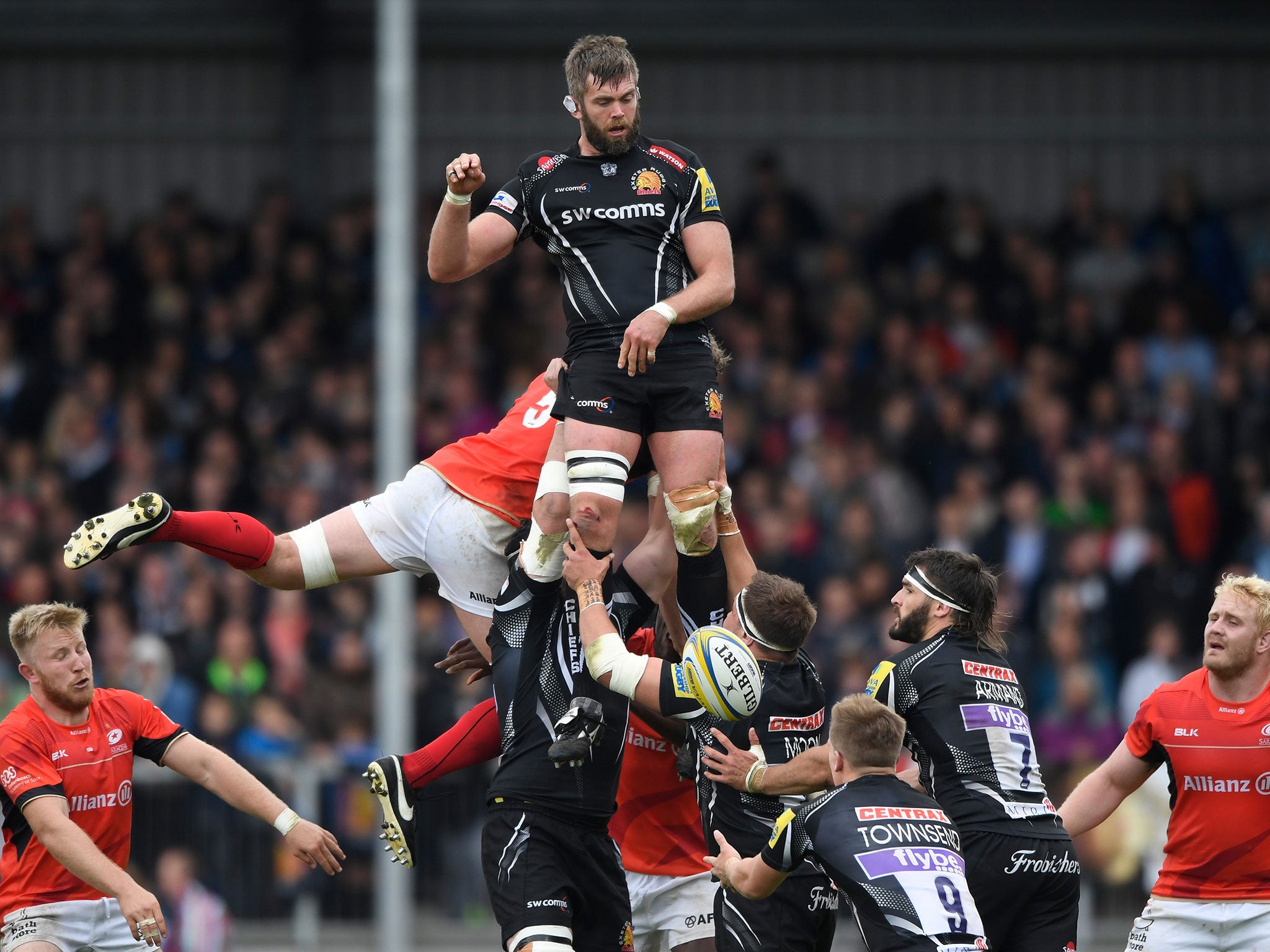 Geoff Parling in action at an Exeter line-out