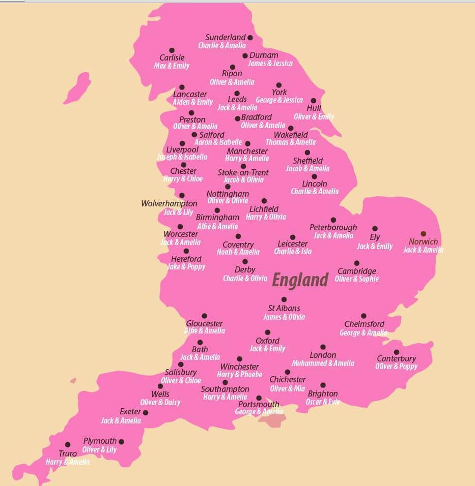 This Map Shows The Most Popular Baby Names In Every Uk City Indy100