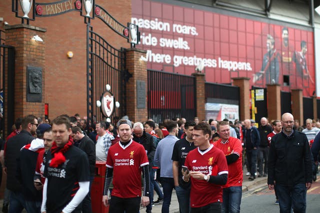 The scene outside Anfield, Liverpool's home ground