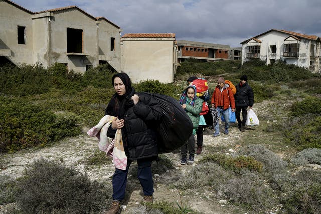 Afghan refugees on the Greek island of Chios