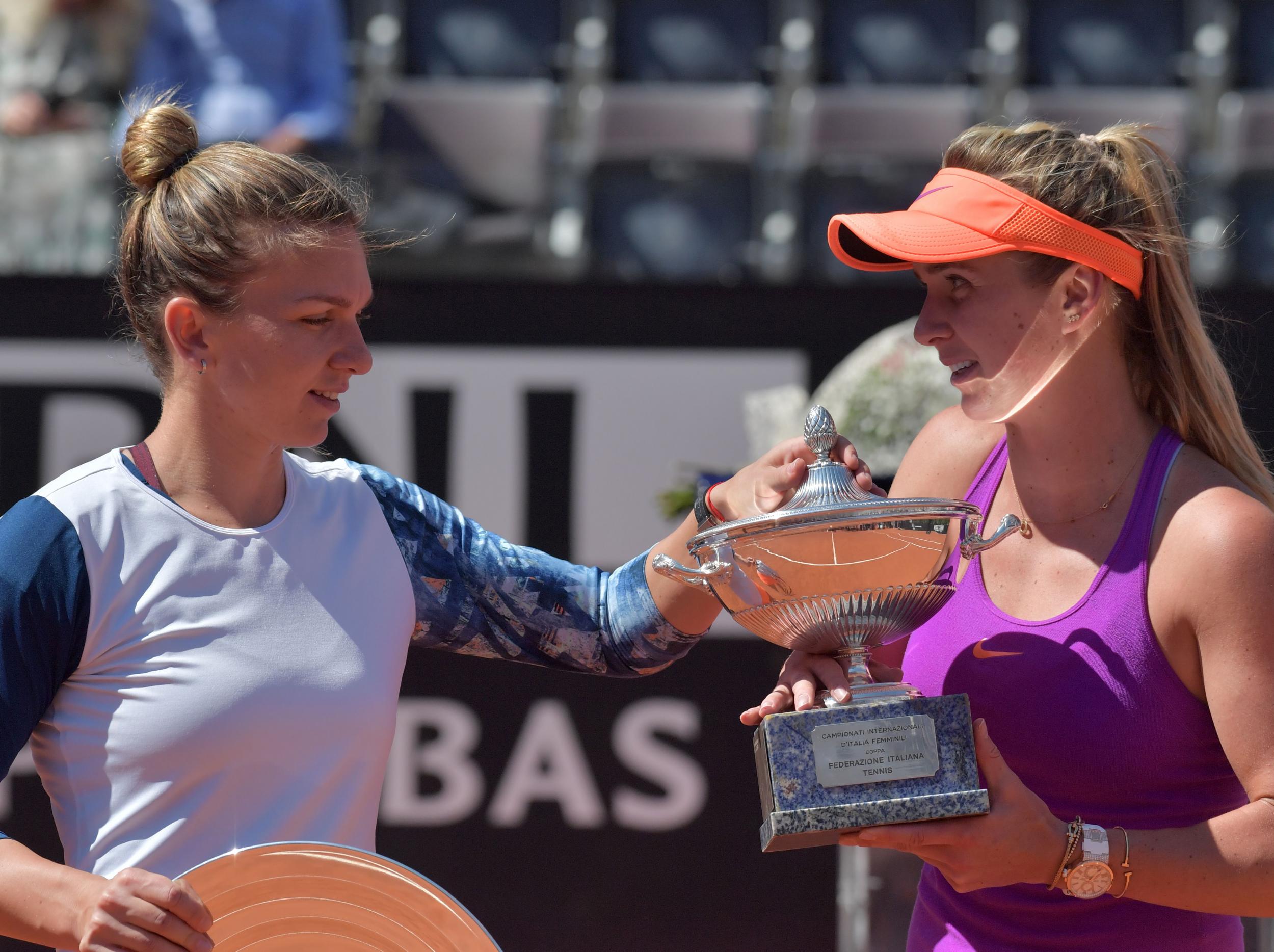 The two women on the podium