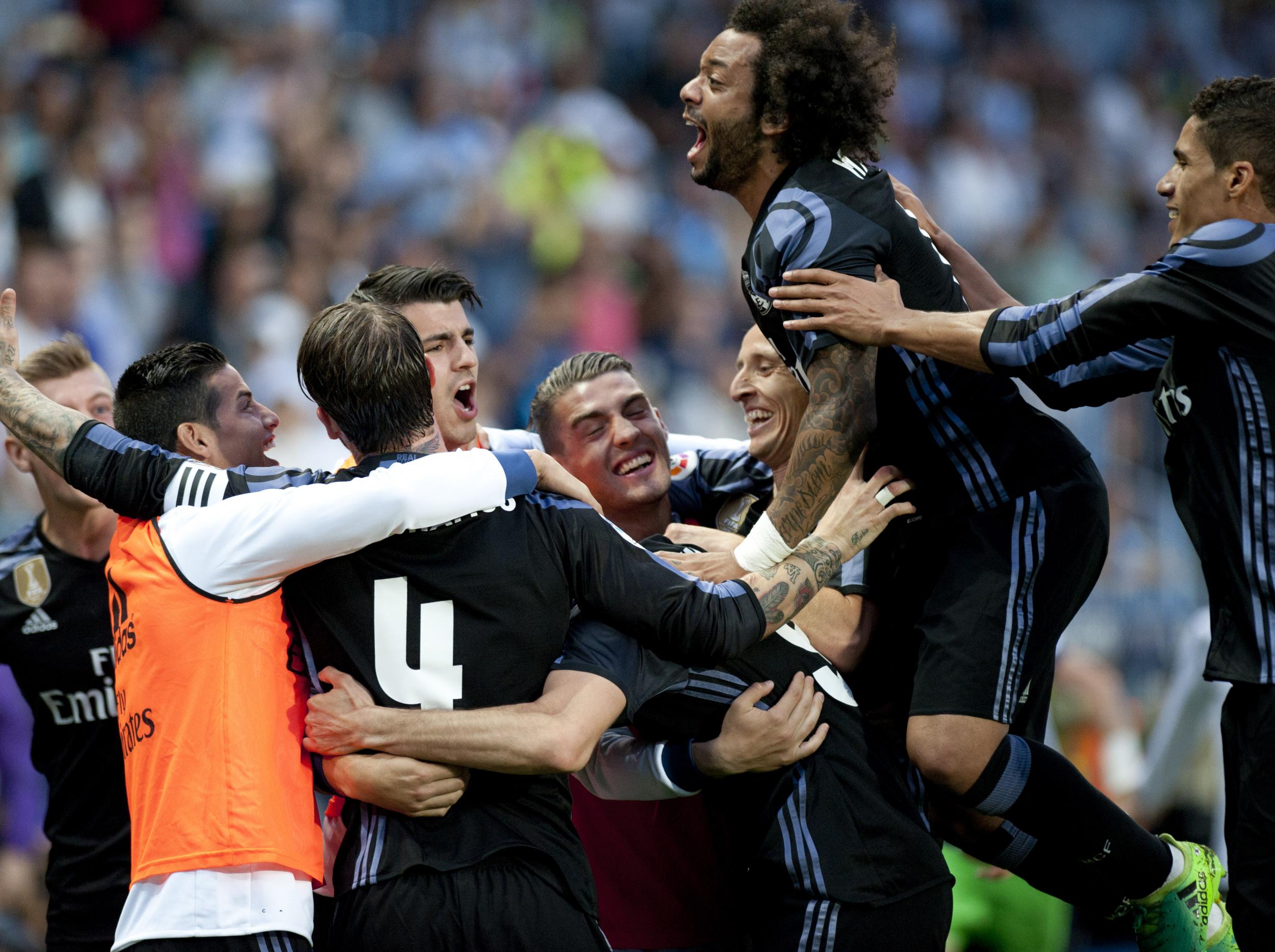 Real Madrid celebrate their first league title since 2011/12