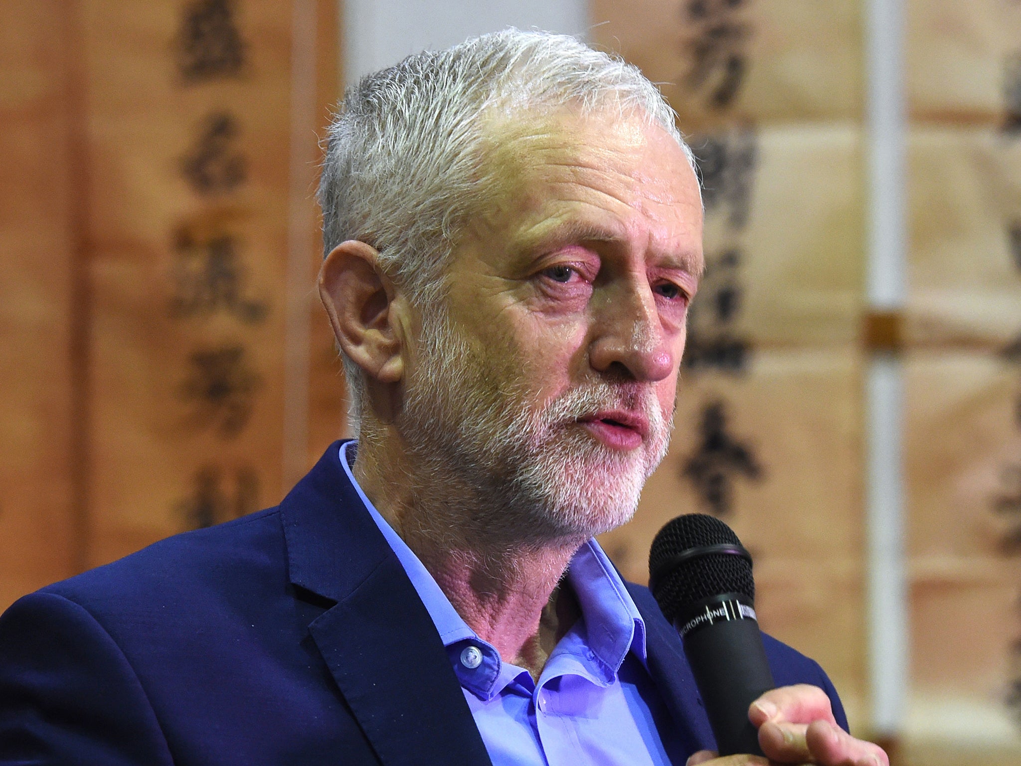 Labour leader Jeremy Corbyn during a community visit to Pagoda Arts in Liverpool