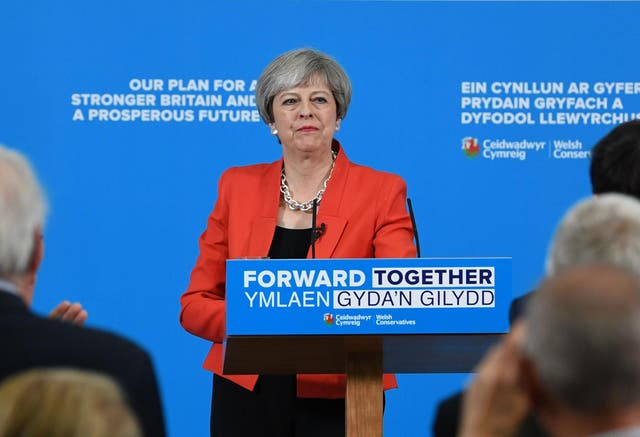 Theresa May during the Welsh Conservative manifesto launch