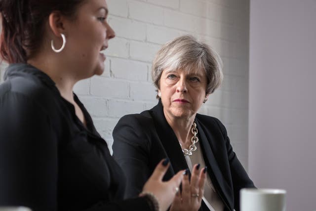 Theresa May visits the Young Minds mental health charity on the campaign trail