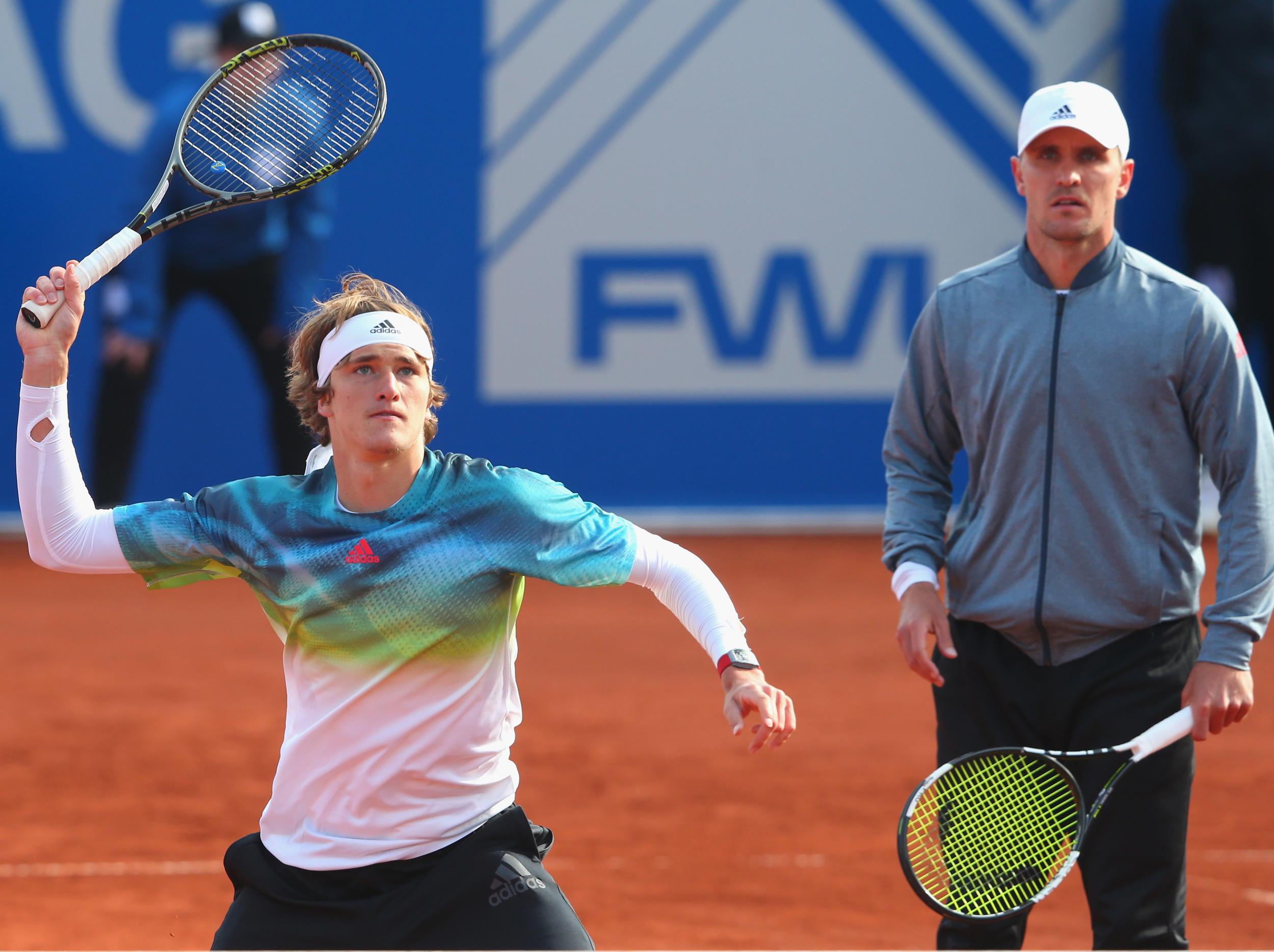The Zverev brothers together on court