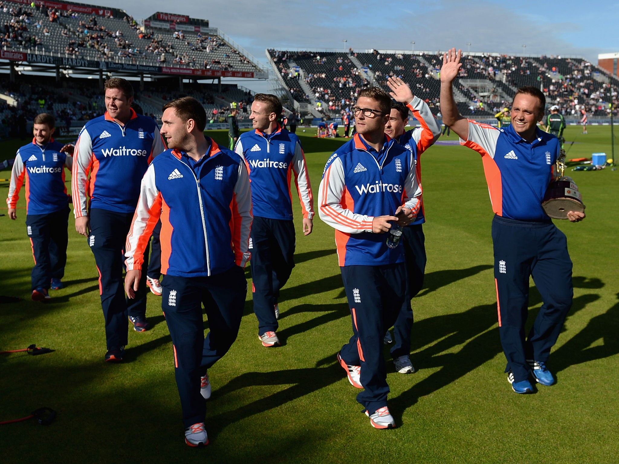 The England Disability team enjoy a lap of honour after their series win against Bangladesh, September 2015