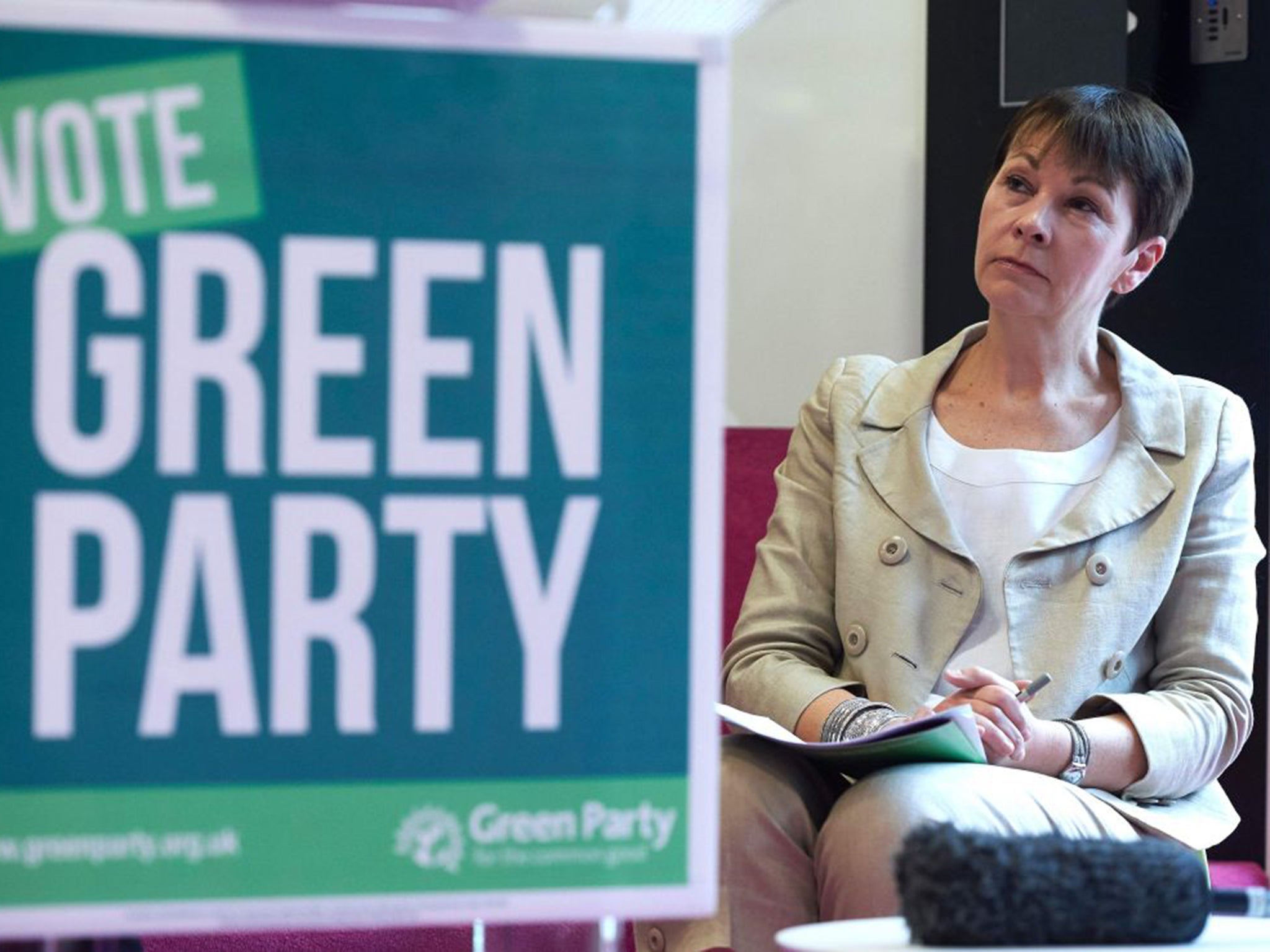 Green Party co-leader Caroline Lucas during the launch of the party’s manifesto yesterday