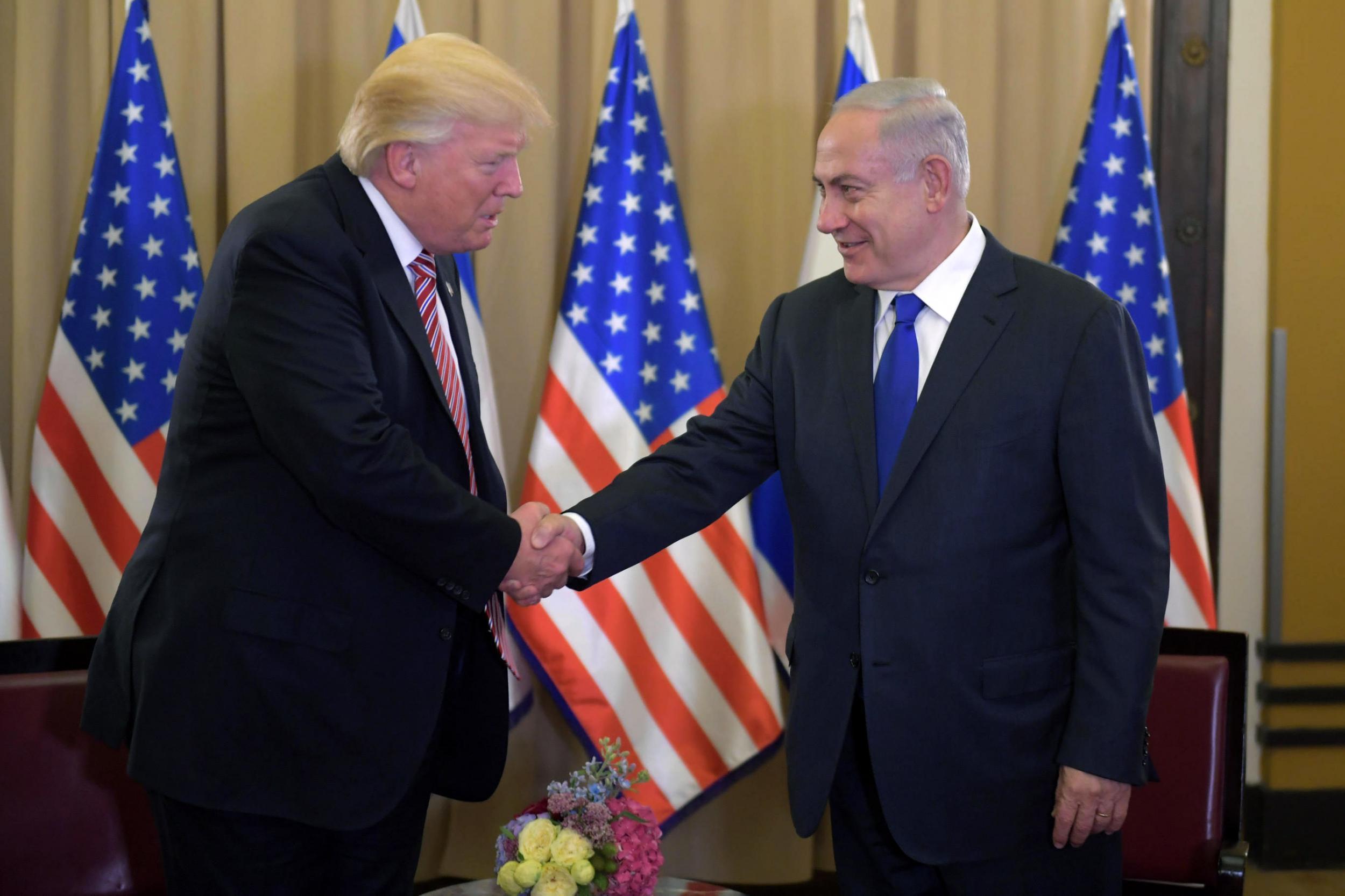 US President Donald J Trump meets with Israel Prime Minister Benjamin Netanyahu at the King David Hotel