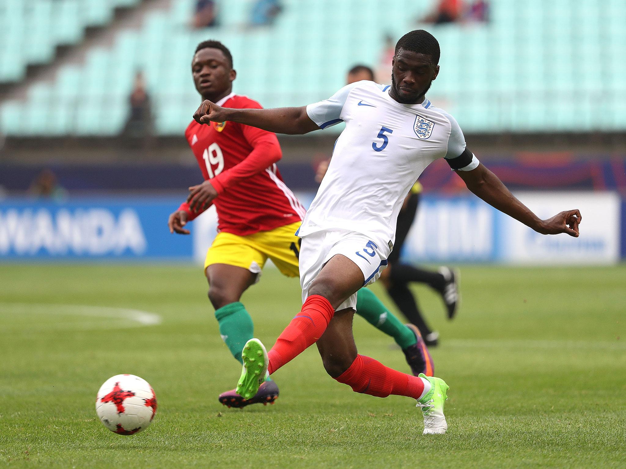 Fikayo Tomori scored a 45-metre own-goal during England Under-20's clash against Guinea Under-20's