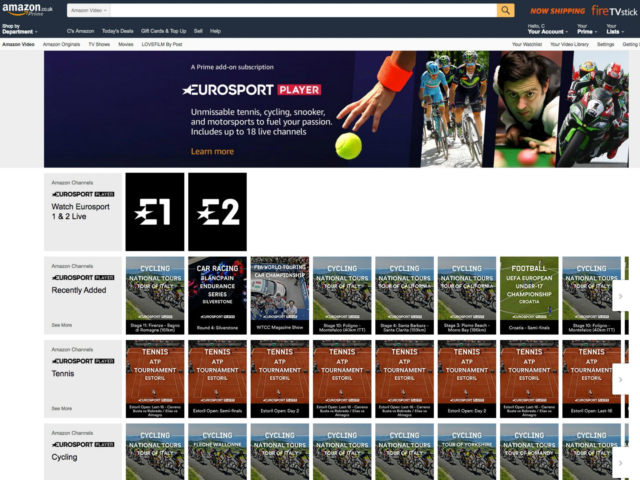 Amazon Channels Unbundled live sport comes to Prime Video The Independent The Independent