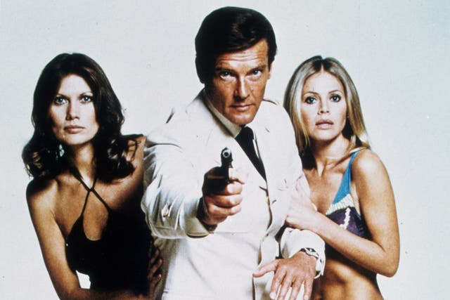 <p>Double-oh heaven: Roger Moore – and Bond girls – in 1974’s The Man With the Golden Gun</p>