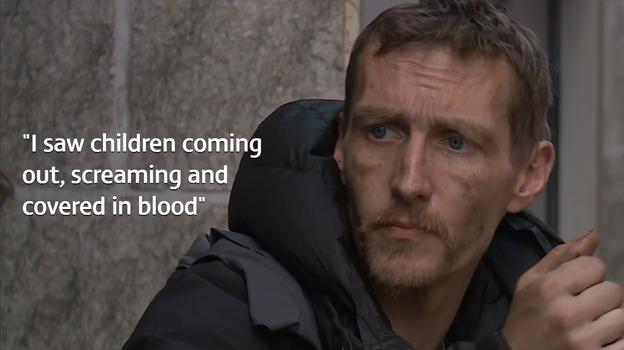 Stephen Jones, 35, was sleeping rough near Manchester Arena when he heard the explosion from the homemade bomb and pulled nails from the arms and faces of injured children before paramedics arrived