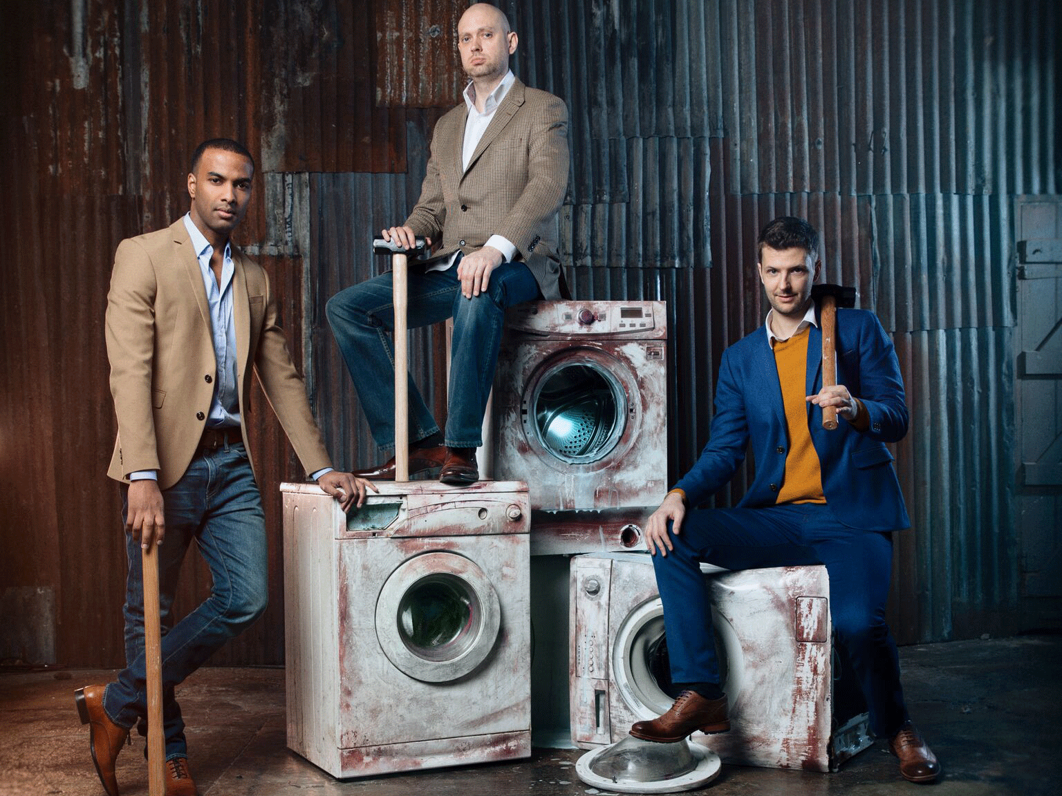CEO and founder of Laundrapp Ed Relf (centre) wants to make the laundry industry "sexy and glamorous"