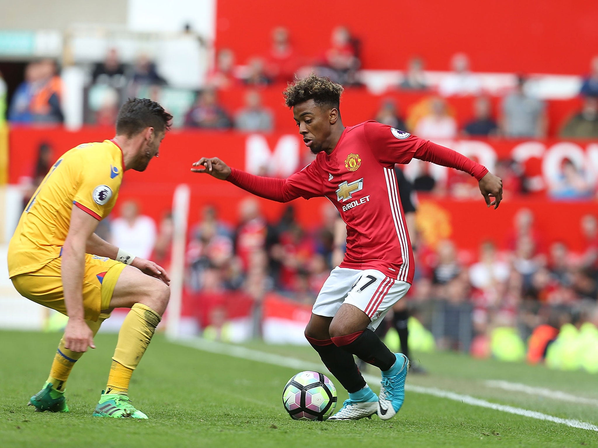 Angel Gomes in action against Crystal Palace on the last day of the season