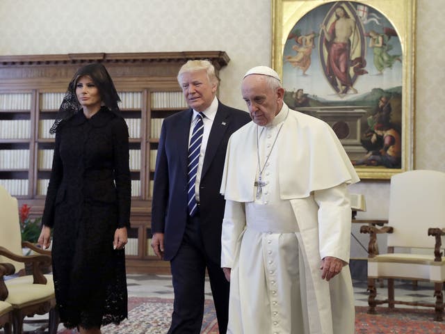 Donald Trump and first lady Melania Trump meet Pope Francis at the Vatican