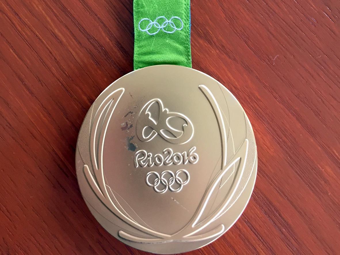 Kyle Snyder's damaged gold metal from the 2016 Rio Olympics