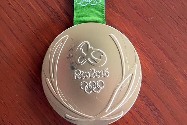 Kyle Snyder's damaged gold metal from the 2016 Rio Olympics