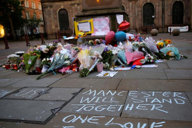 Flowers laid in memory of the Manchester suicide bomb attack victims