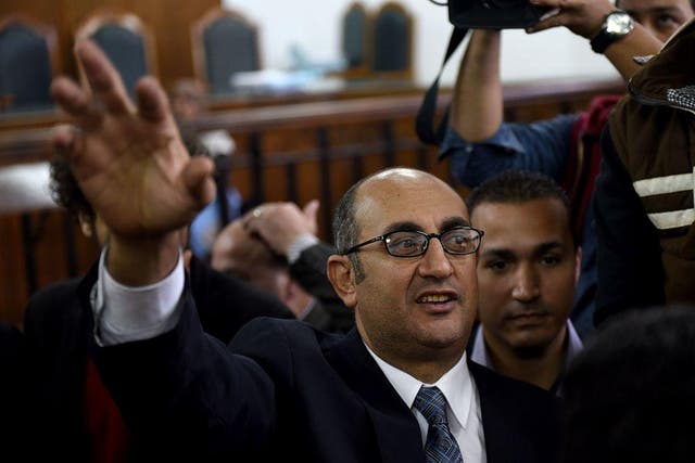Egyptian lawyer Khaled Ali pictured in court on 19 December 2016