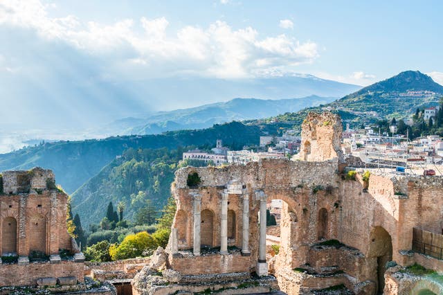 Taormina is at the foot of Mount Etna